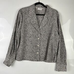 J.H. Collectables Women's Button‎ Up Blouse, Black & White Vintage Size 14